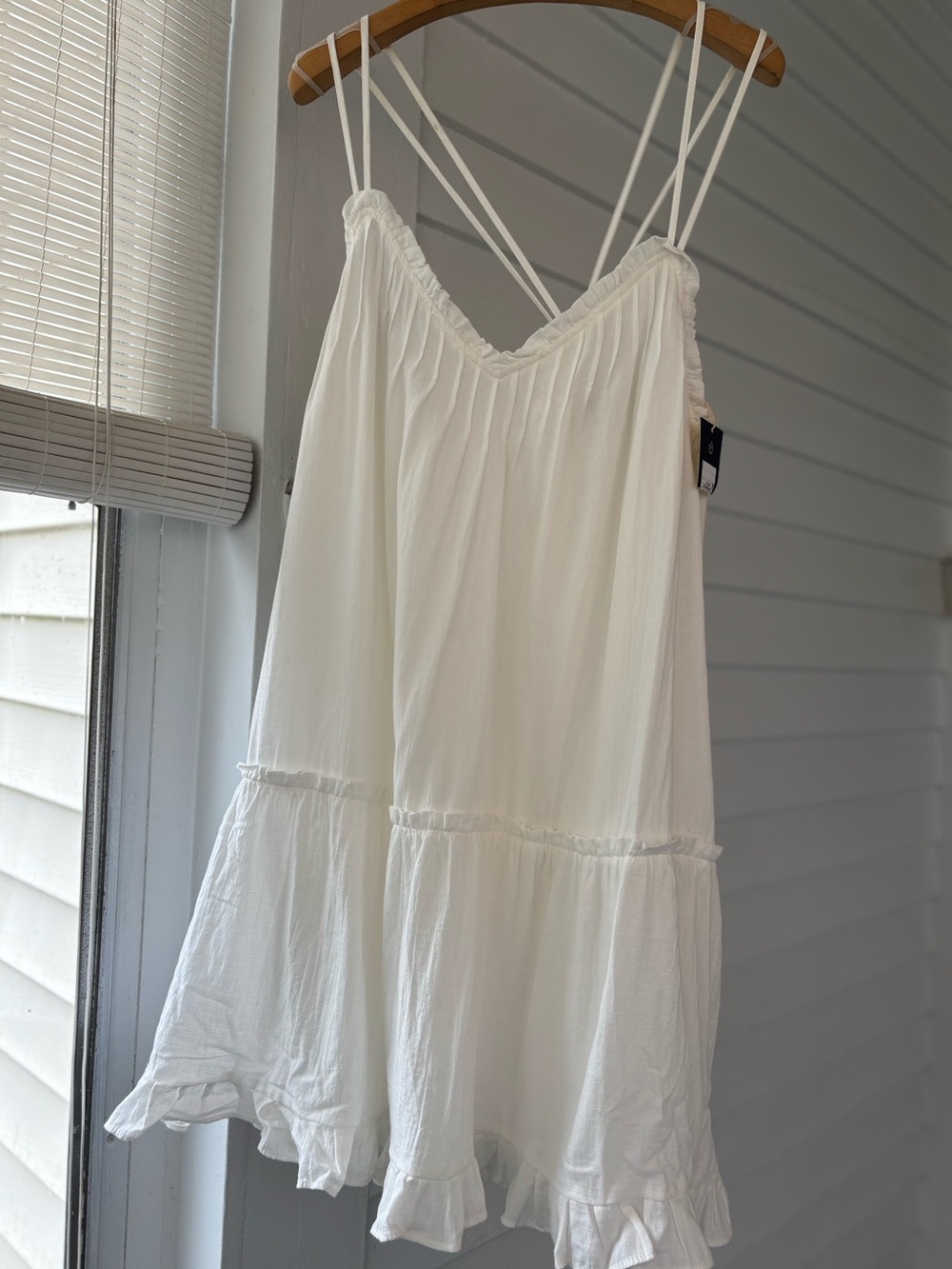 NWT White Tiered Ruffle Spaghetti Strap Sundress - Picture 2 of 13